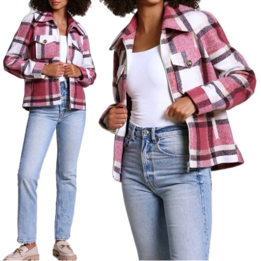 Anthropologie Avec Les Filles Plaid Zip Front Shirt Jacket NWT
